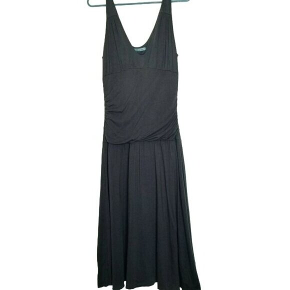 VELVET Flowy silk blend Midi Dress ruched sides Gray Size Medium EUC - Picture 1 of 13